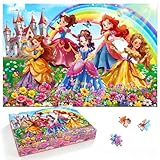 Princess Castle Jigsaw Puzzles for Girls Ages 6-8, 200 Piece Jigsaw Puzzle with Rainbow & Fairytale Scenery, 1:1 Reference Poster Included, for Kids Ages 4-6 8-10