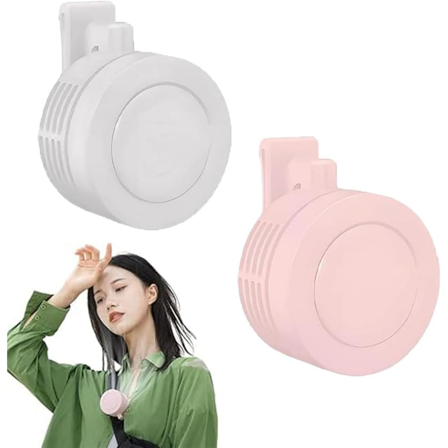 Ventilador de cintura suspendido ajustable de 3 velocidades en blanco y rosa
