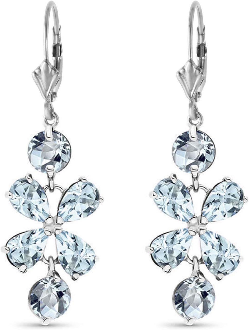 6.30 Carat 14k Solid White Gold Chandelier Earrings Aquamarine