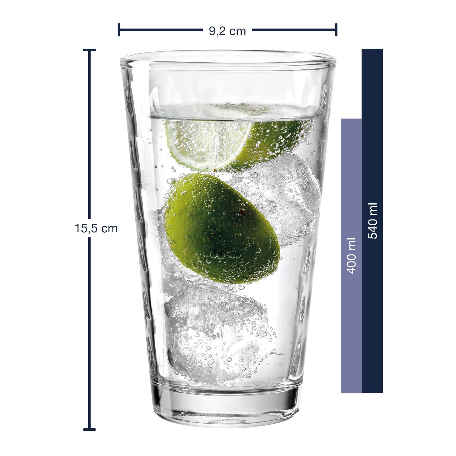 Lot De 6 Verres Leonardo Optic - Gobelets Verre Relief Spirale Coloré 21,5 Cl, Verres à Boire Assortis Décoratifs