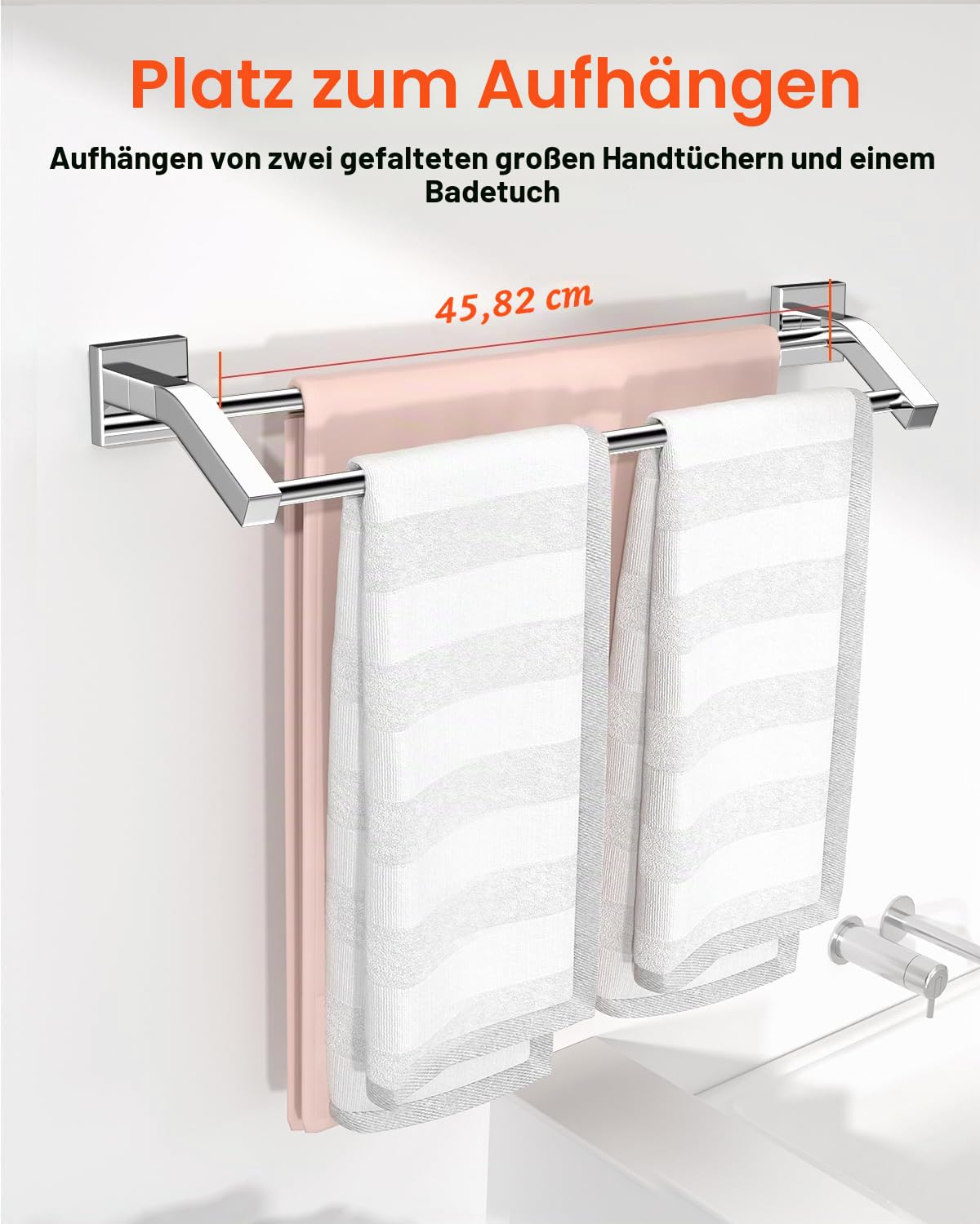 Alise Bad Doppel-Badetuchhalter, Handtuchhalter für Badezimmer, Wandmontage, strapazierfähig, SUS304 Edelstahl, Handtuchstange, poliertes Chrom, 50,8 cm