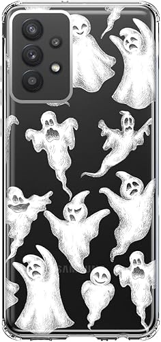 Mundaze - Case for Samsung Galaxy A32 Slim Hybrid Shockproof Hard Shell Soft TPU Heavy Duty Protective Phone Cover - Cute Halloween Spooky Floating