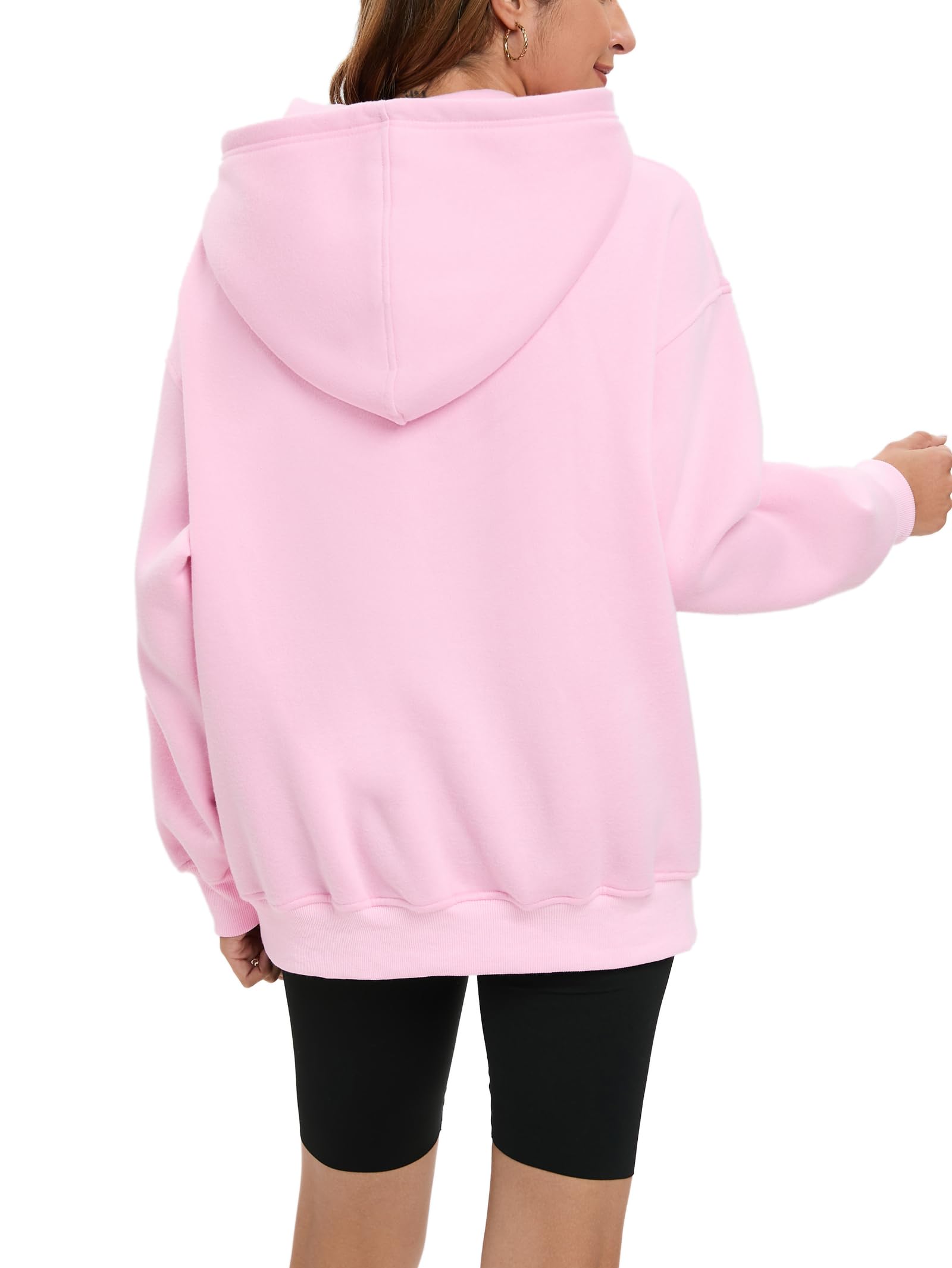 Famulily Oversized Hoodie Damen Langarm Sweatshirt Herbst Winter Thermofleece Tops mit Taschen S-XL