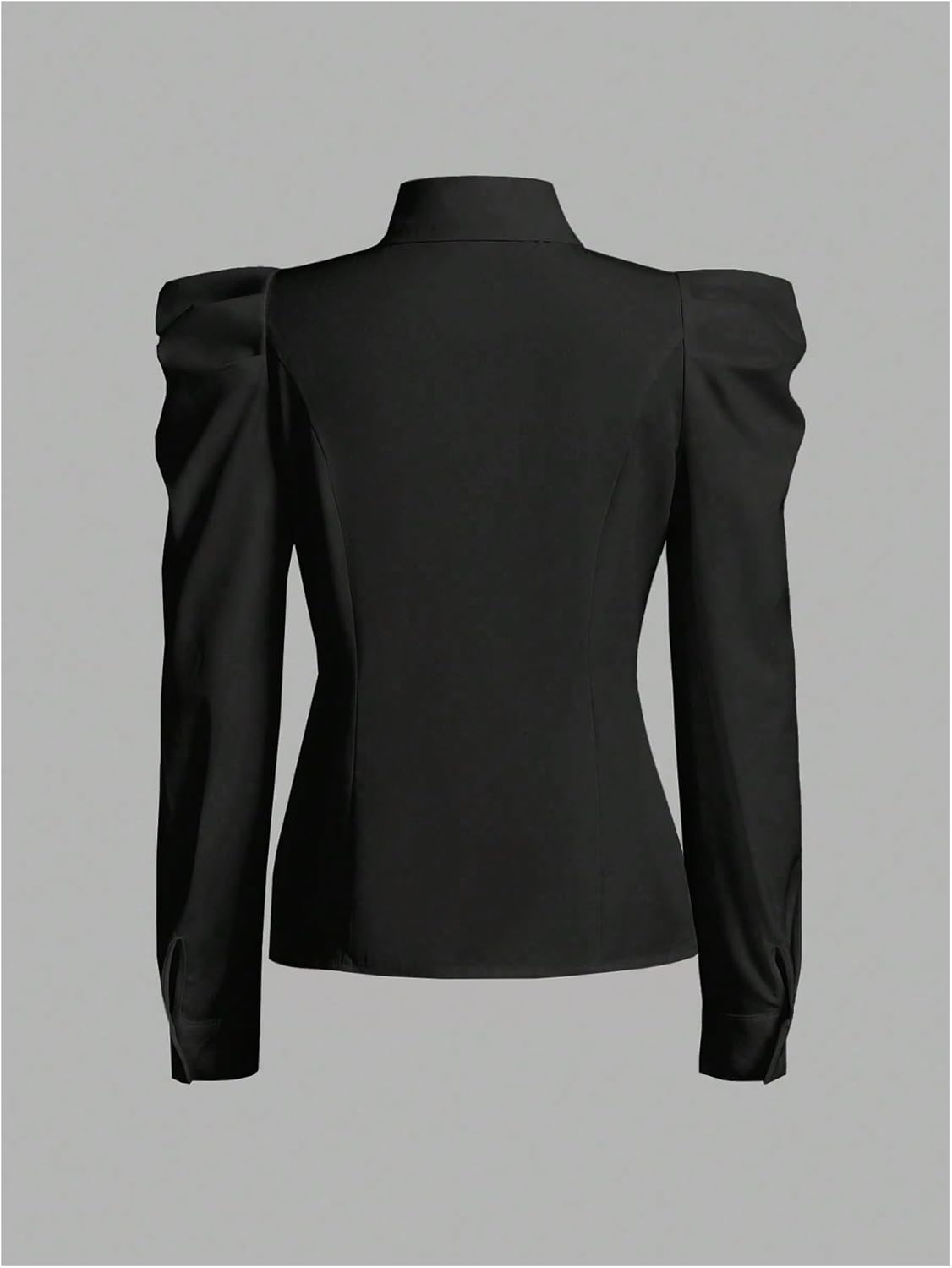 Floerns Women's Elegant Puff Long Sleeve Collared Shirts Button Down Dressy Blouse Top - Image 3