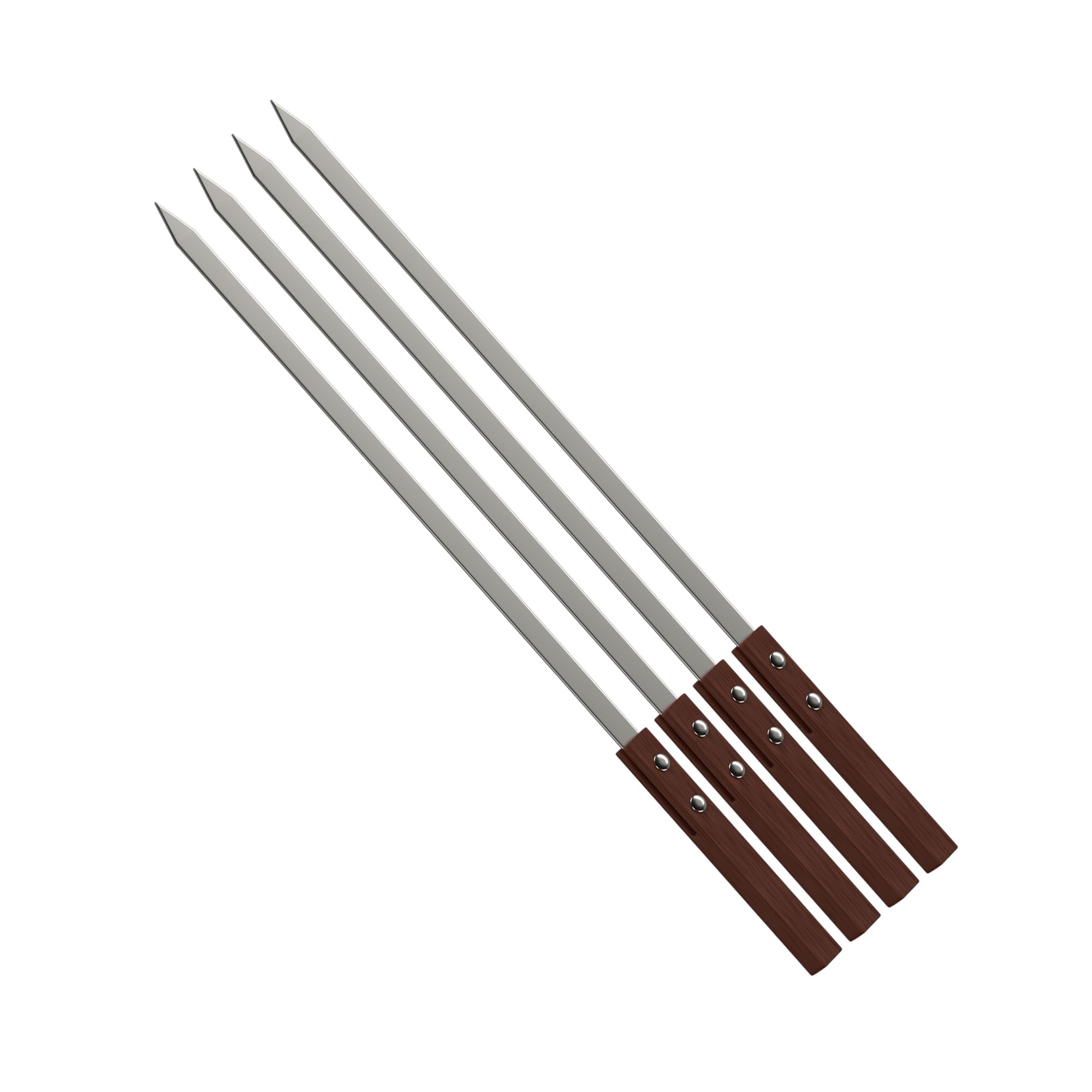 YSAMAX 60CM BBQ Barbecue Skewers with Wooden Handle, Long-Lasting and Easy to Maintain, Rust-Resistant, Non-Deformable, Versatile and Multipurpose Use, (4PCS)