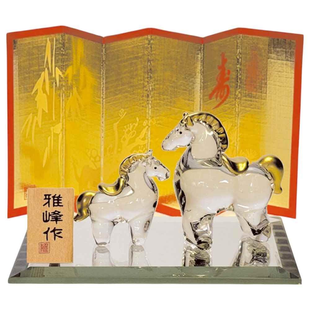 Amazon.co.jp: 干支 午 置物 馬 うま 2026年/ ビードロ金彩 福午（親子