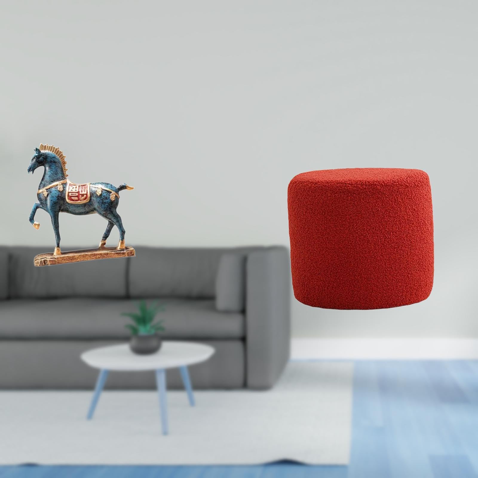 Enakshi® Standing Horse Sculpture for Desk Living Room Bookcase Decoration with Round Ottoman Foot Rest Stool Bench Seat Chair for Office Bedroom Nursery Apartment-image-40