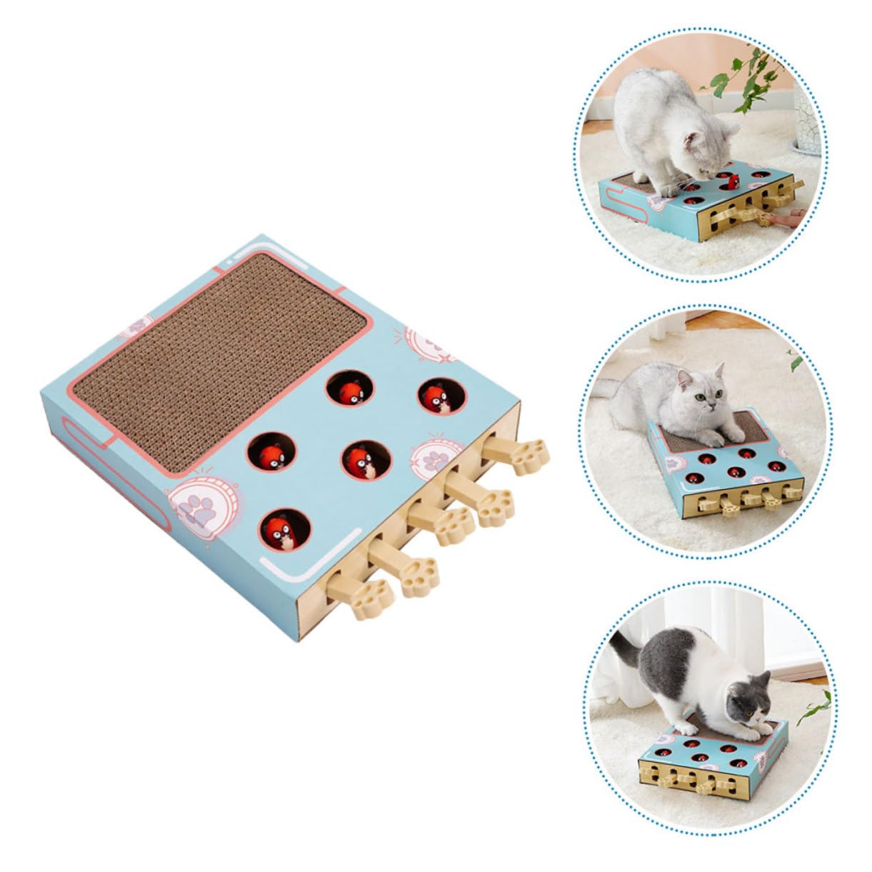 TOYANDONA Juguete para Gatos Whack-Mole Rascador para Gatos Interactivo para Entretenimiento Interiores