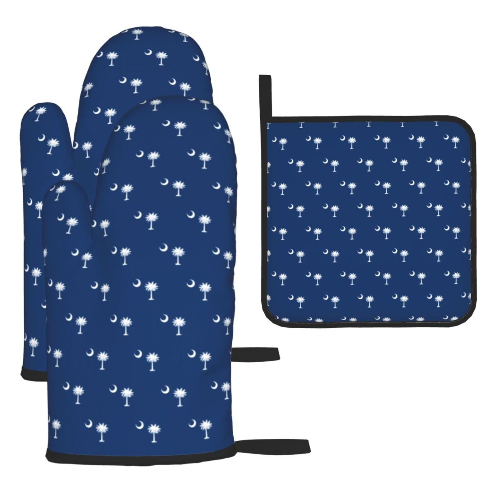 Yyoretp Black South Carolina Flag Print Oven Mitts And Potholders Bbq Gloves-Oven Mitts And Pot Holders For Cooking Baking
