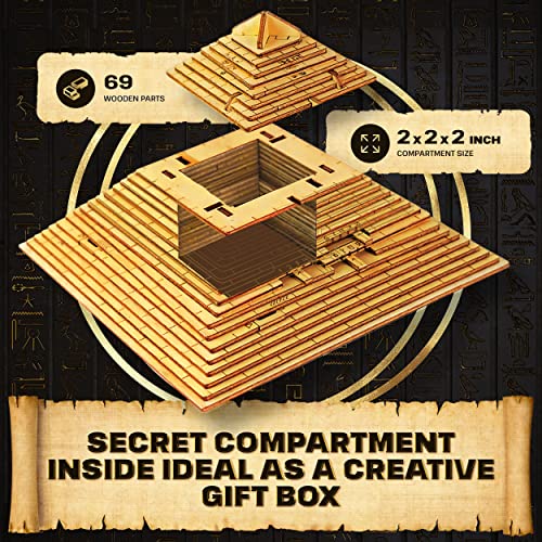 Esc Welt Quest Pyramid Puzzle Box - Escape Room In A Box - Brain Teaser Puzzles For Adults & Teenagers - Puzzle Boxes With Hidden Compartment - 3D Puzzles For Adults - Wooden Puzzle For Family Games #TOP2