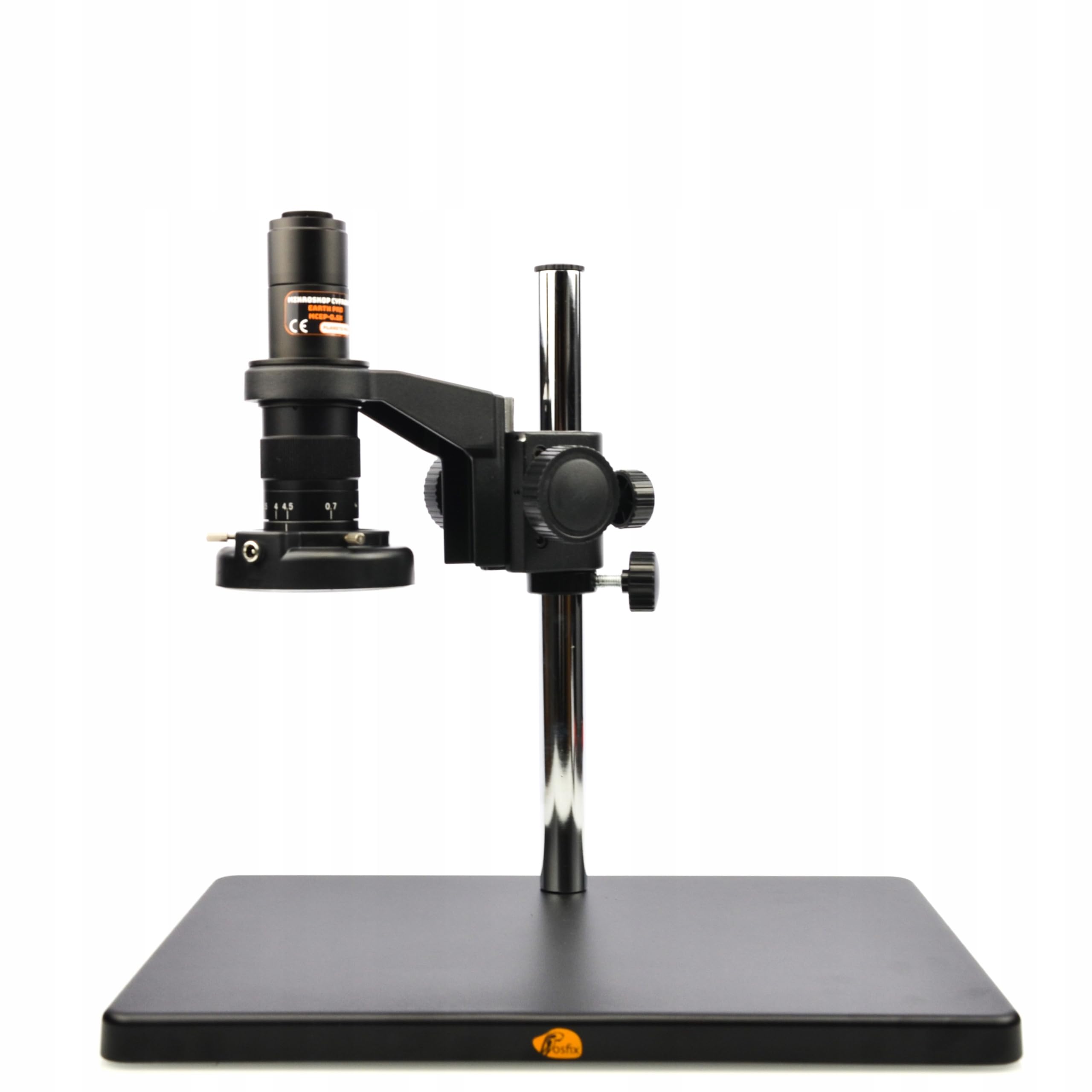 Rosfix Earth Pro MCEP-0.5X - Microscopio digital estéreo con zoom de 7 a 45x y anillo de luz LED de 56 x | Cámara PEGASUS Pro HDMI | C-Mount | Para laboratorio, electrónica, biología, industria