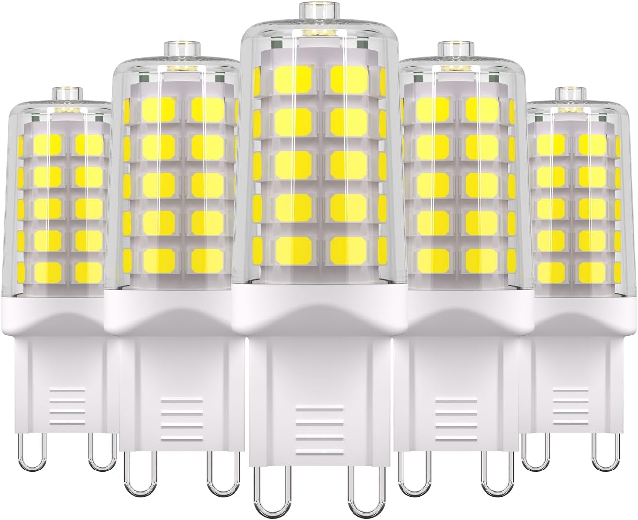 BAOMING G9 LED Bulb, Daylight White 6000K Not Dimmable, 4W G9 Base Light Bulbs, 40W T4 Halogen Equivalent, Bi Pin Base, No-Flicker 360 Beam Angle, 120V 450LM, 5-Pack