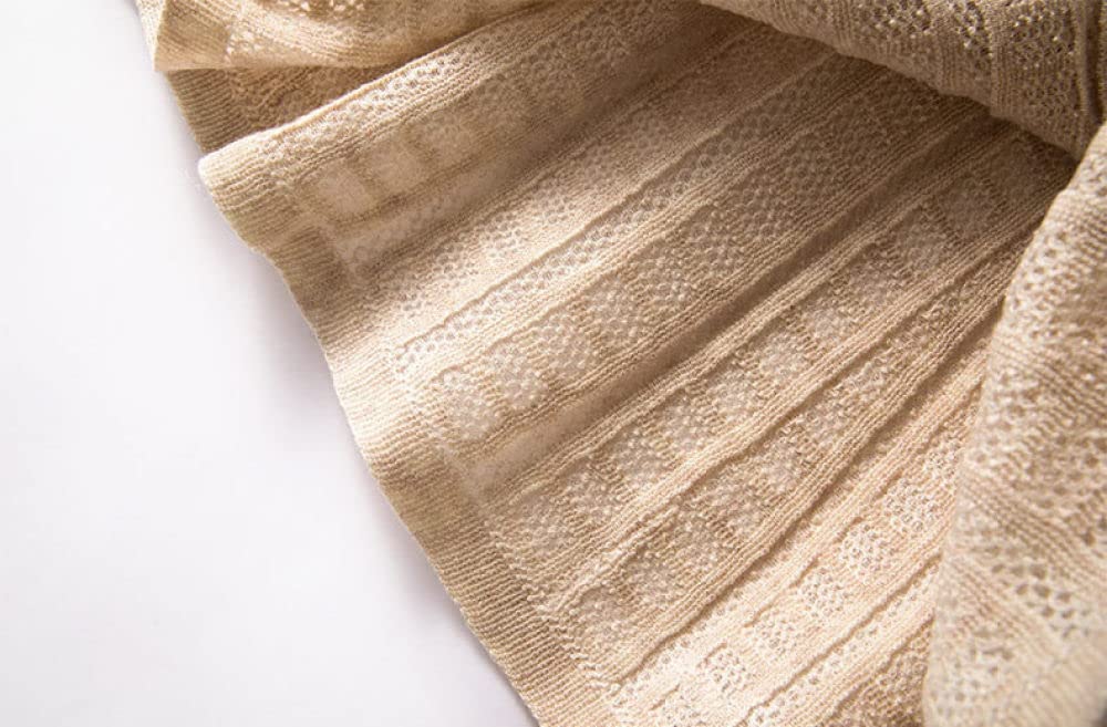 Röcke,Damen Midirock Beige Elastisch Hohe Taille Wolle Gestrickter Jacquard Faltenrock Herbst Schlank A-Linie Swing Geraffte Elegante Lange Röcke Für Mädchen Damen,S