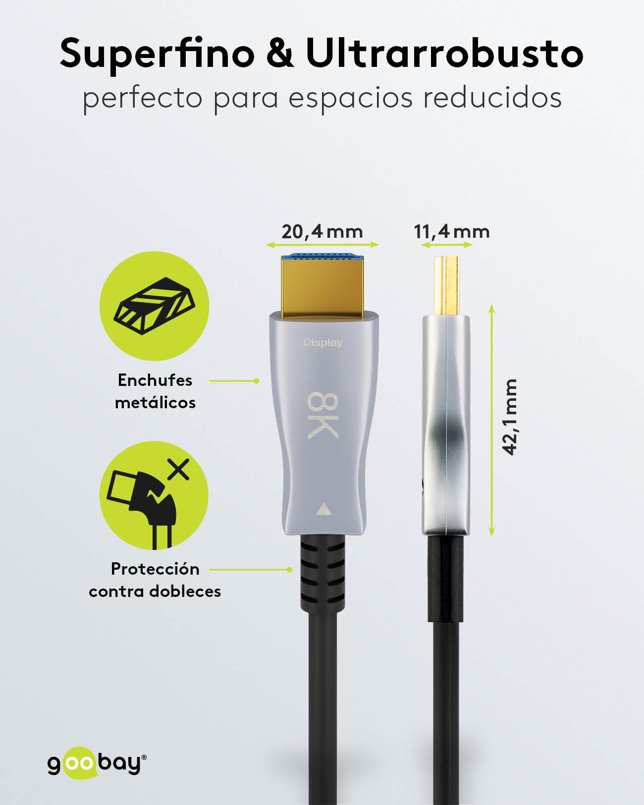 goobay 65559 Cable óptico híbrido Ultra High-Speed HDMI/Cable de alta velocidad con capacidad para 8K @ 60 Hz y 4K @ 120 Hz / 48 Gbps, ARC (Canal de retorno de audio), HDCP / 20 metros