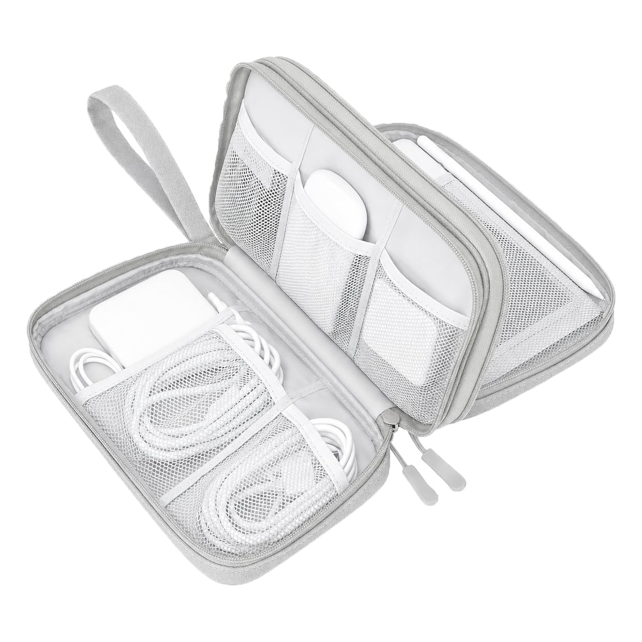 SaleOn Portable Storage Organizer for USB Cable, Earphone, Power Bank,Charger, Hard Disk & Digital Gadgets (Light Grey, 9x6 Inch)