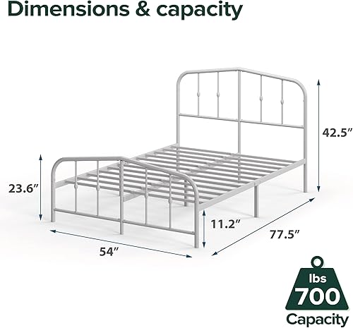 Miniatura 25 de Plataforma Zinus Arnav, Doble, Blanco Blanco,Negro -