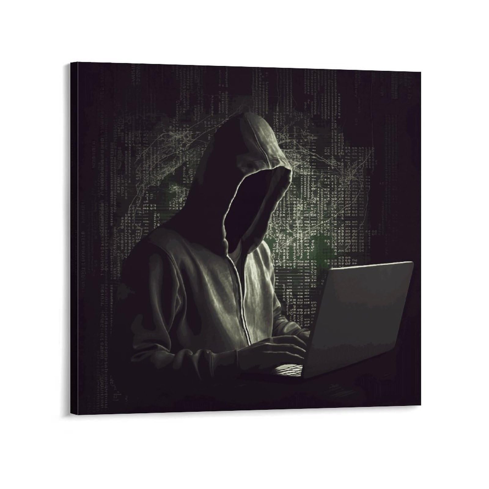 KLOPH Hacker Canvas Wall Art for Living Room 08x8inch Modern Artwork Painting for Bathroom Hanging Canvas Prints Aesthetic Wallart for Bedroom Kitchen Office Wall Decor