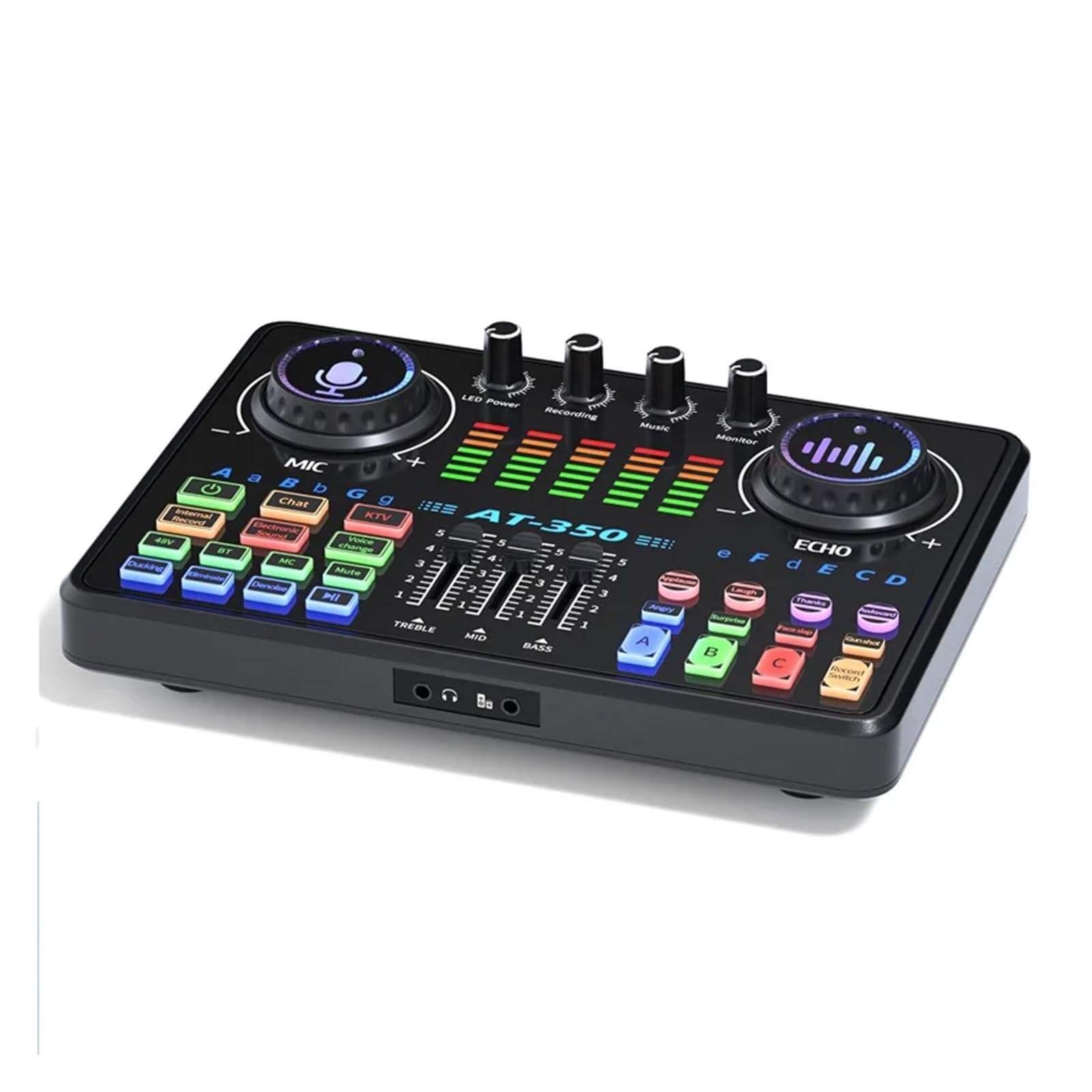 Tarjeta De Sonido En Vivo AT350, Equipo De Podcast, Micrófono Bluetooth, Mezclador De Audio, Mezcladores De Sonido, Cambiador De Voz For Transmisión En Vivo Y Karaoke