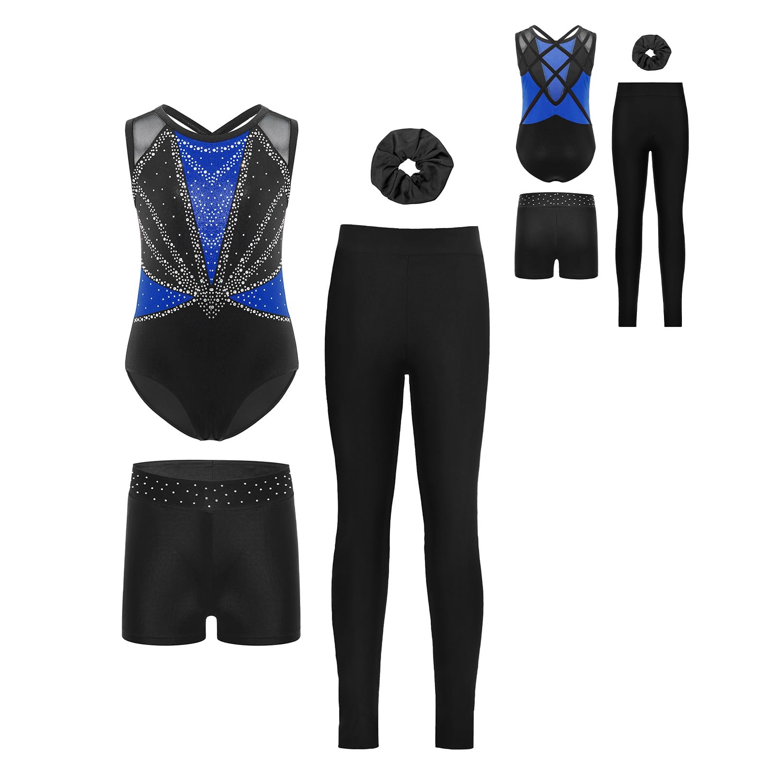 Vxuxlje Bambini Body Ginnastica Ritmica Bambine Con Shorts Tuta Intera Da Pattinaggio Artistico Ragazze Body Danza Classica Danza Classica Blu 13-14 anni