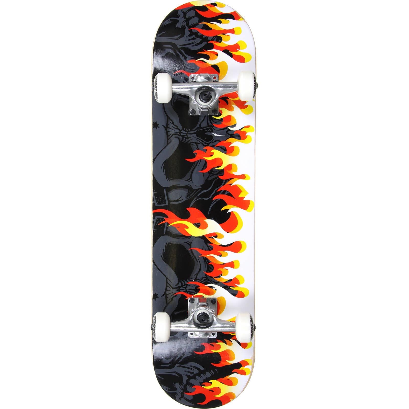 MGP Gangsta Series Beginner Skateboard - Double Kick Concave 31" x 7.75" Maple Deck, 5.5" Aluminium Trucks, 54mm/95a Wheels - Madd Gear (On Fire)