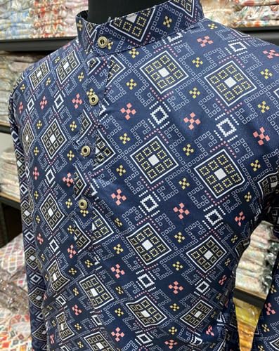 Image of FOXDX Men's Traditional Cotton Floral Printed Only Kurta
