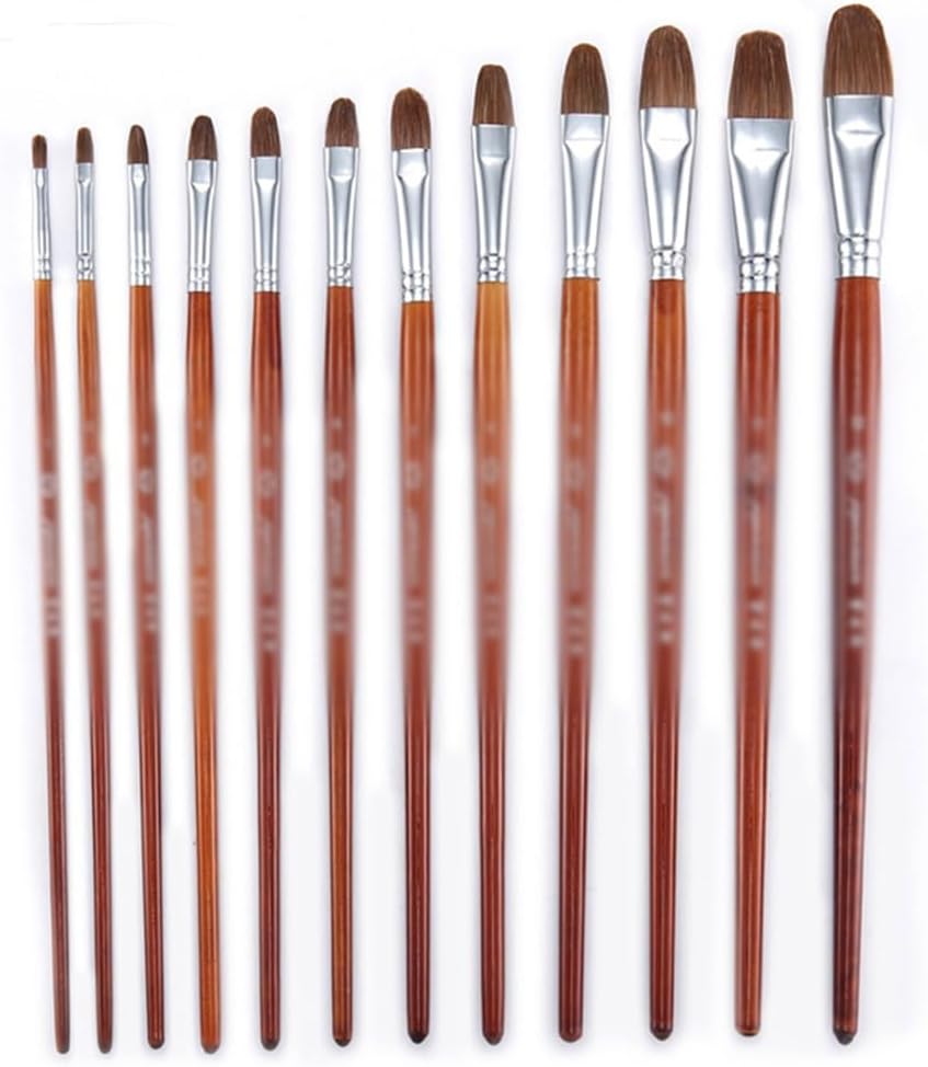 Round Brush Wooden Handle Odd-Even Oil Painting Supplies Pen Water Chalk Watercolor Brush