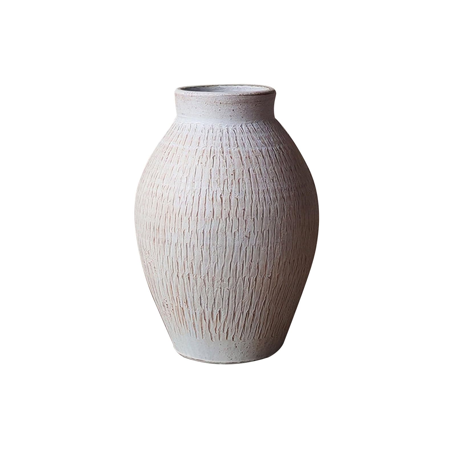 Countertop White Vase, Simple Vintage Vase, Decoration for Office, Study, Company, Dining Table, Ceramic, Height 17CM To 30CM(Size:H26CM,Color:White B)
