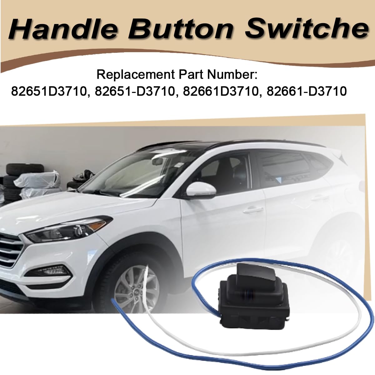 ZAMDOE 82651D3710 Pulsanti per Maniglia Anteriore Esterno per Hyundai Tucson [2016 2017 2018 2019] 82661D3710 Pulsante Portiera Maniglia Esterno, Tasto Pulsanti Sportello