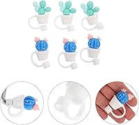 Vista 7 de 6 tapas de paja con forma de cactus, puntas de paja reutilizables, tapones de silicona para popotes, tapas protectoras, suministros de cocina