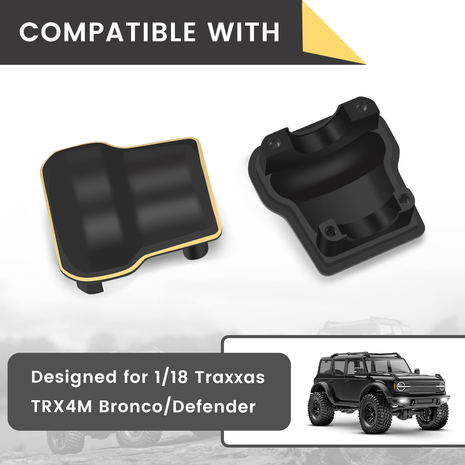 TREAL Brass Axle Diff Covers (2P) CNC Machined Heavy Weight Upgrades For 1/18 TRX4M - View #2