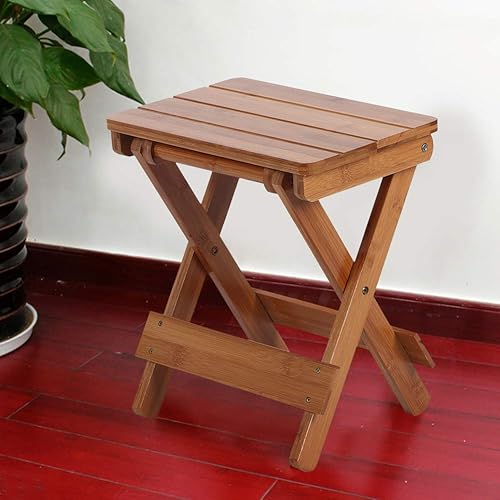 Miniatura 2 de Taburete de asiento de bambú, compacto 11.2 x 7.7 x 12.4 in, taburete plegable de bambú, silla plegable de madera para usar en tu sala de estar,