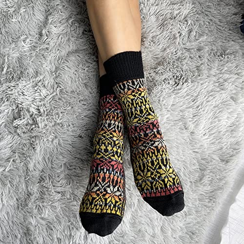 Wool Boot Socks: Organic Virgin Wool Socks with Pattern for Women and Men, Sizes 6-13.53
