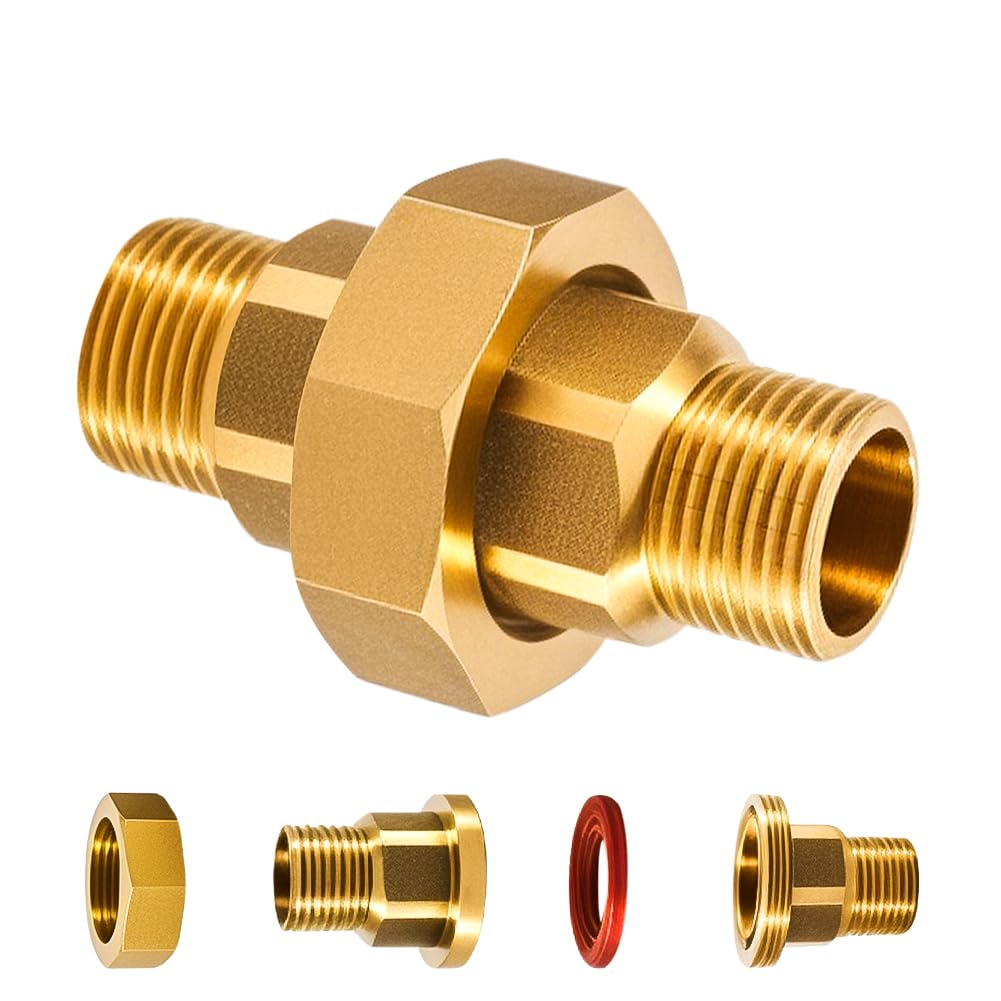 2 Stück Messing Verschraubung 1 Zoll, 1" AG/AG Messing Gewindefitting, Verschraubung Konischdichtend mit Außengewinde, DN25 Rohrverschraubung Gewindefitting für Wasser & Heizungsinstallationen