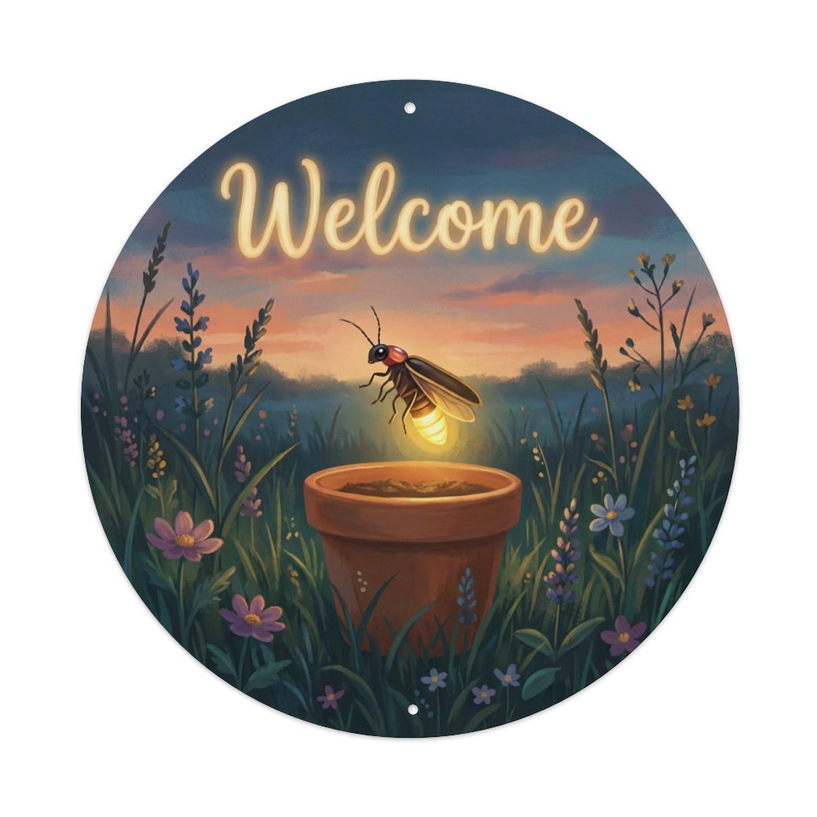 Welcome Firefly Evening Grass Metal Tin Sign