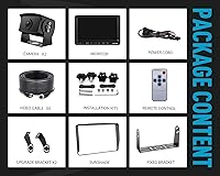 Vista 8 de Fookoo Ⅱ HD 1080P 9" Wired Backup Camera System, 9-inch DVR Dual Split Screen Monitor, IP69 Waterproof Rear View Camera for Truck/Trailer/Box