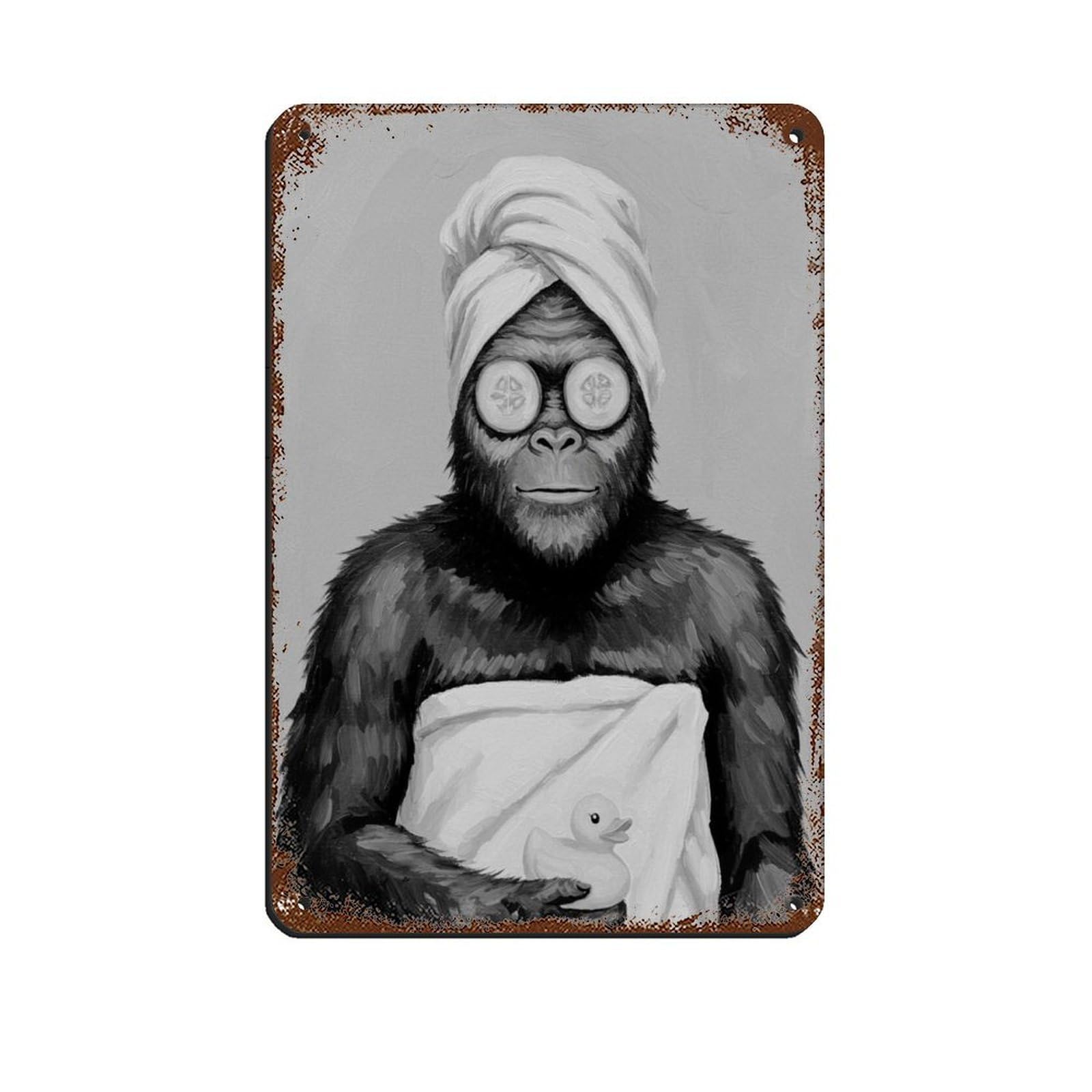 Bathroom Spa Art, Bigfoot Art Retro Poster Metal Tin Sign Chic Art Retro Iron Painting Bar People Cave Cafe Family Garage Poster Wall Decoration 8x12inch(20x30cm)