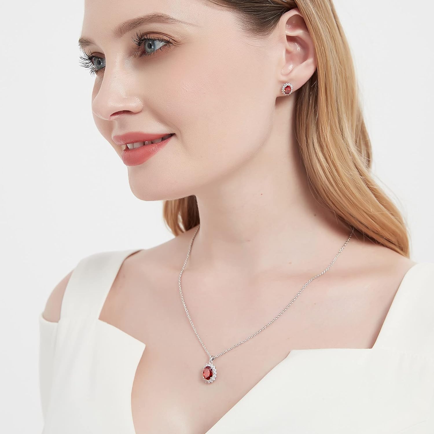 EAMTI 925 Sterling Silver Love Heart Necklaces for Women Mom Necklace Ruby Heart Pendant Necklace Birthday Gifts for Women Wife - Image 5