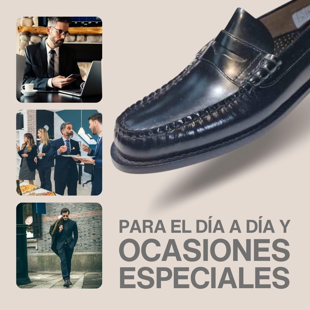 Zapatos Castellanos de Vestir para Hombre, Zapatos de Piel Sin Cordones, Mocasines Elegantes para Traje y Eventos