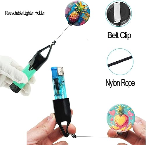 Miniatura 3 de LONNAONE Soporte retráctil para encendedor con clip para cinturón, clip decorativo para encendedores, extensión de retracción de 24 pulgadas
