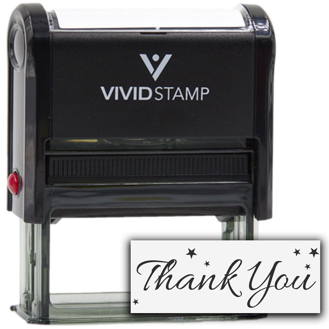 Thank You w/Stars Self Inking Rubber Stamp (Black Ink) - Large
