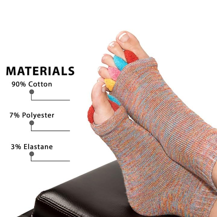 Image of cotton Foot Alignment Socks 5 Finger Toe Separator for Men & Women, Plantar Fasciitis Leg Foot Pain Relief Bunion Corrector, Hallux Valgus, Orthopaedic Socks for Office, Yoga, Gym