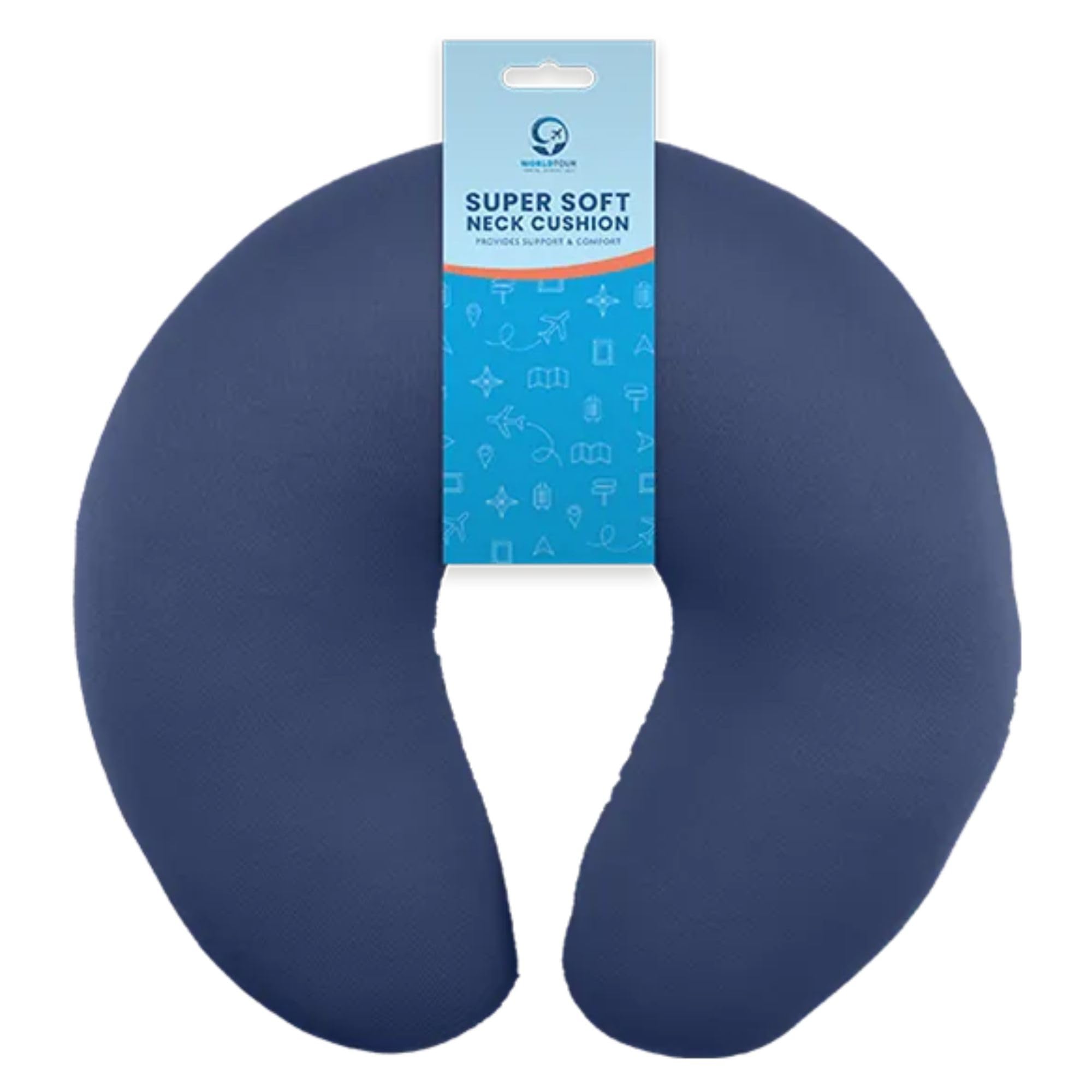 Travel Neck Pillow | Ultra Soft U-Shaped Cushion for Neck & Head Support | Lightweight & Compact Neck Pillow for Airplane – Car & Train Travel | Ergonomic Design with Microbead Filling (Navy)