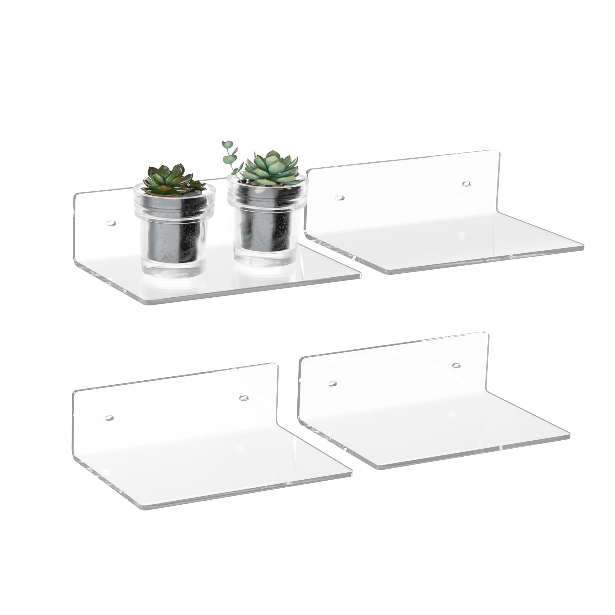 White Acrylic Wall Shelves - Set of 4 -15