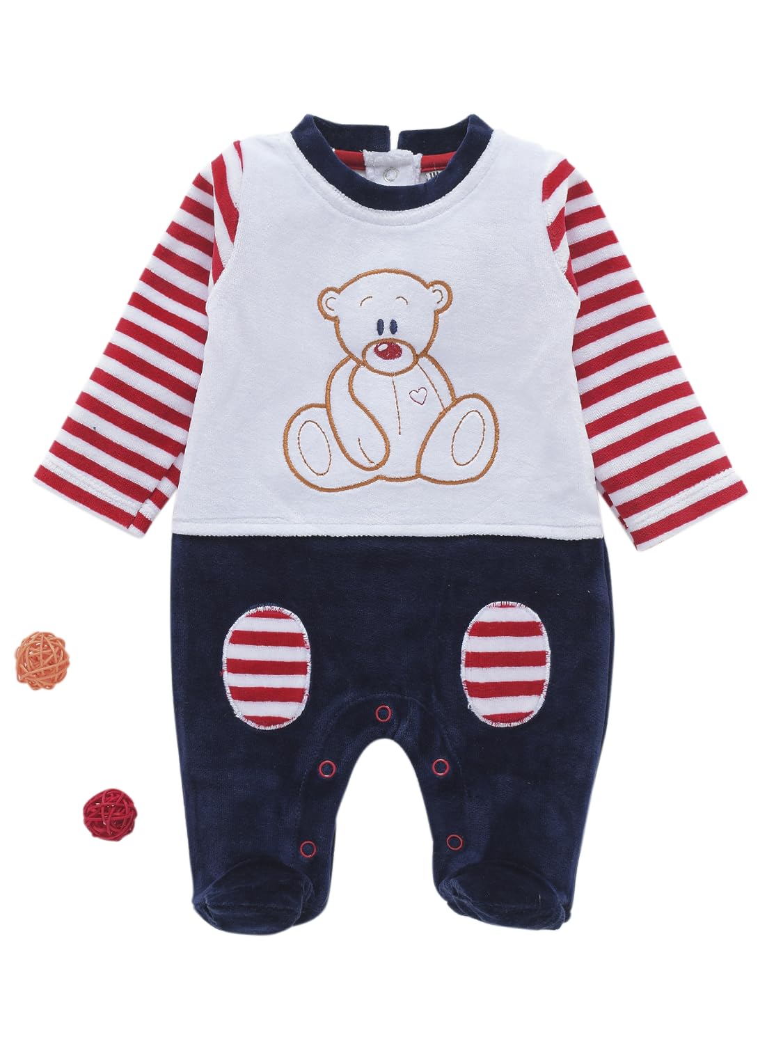 WONDERCHILDFull Sleeves Soft Velour Romper/Full Bodysuits/Onesies/Sleepsuit for New Born Baby Boy Stylish Best Rompers for - Sleeping, Winter Wear.