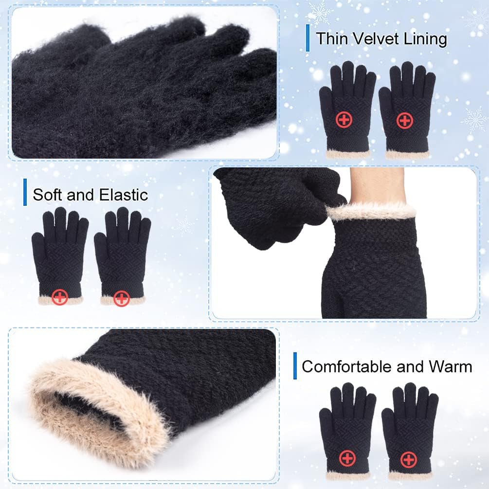 FENELY 2 Pairs Kid Winter Knit Gloves Stretchy Warm Gloves Gift for Boy Girl - Image 3