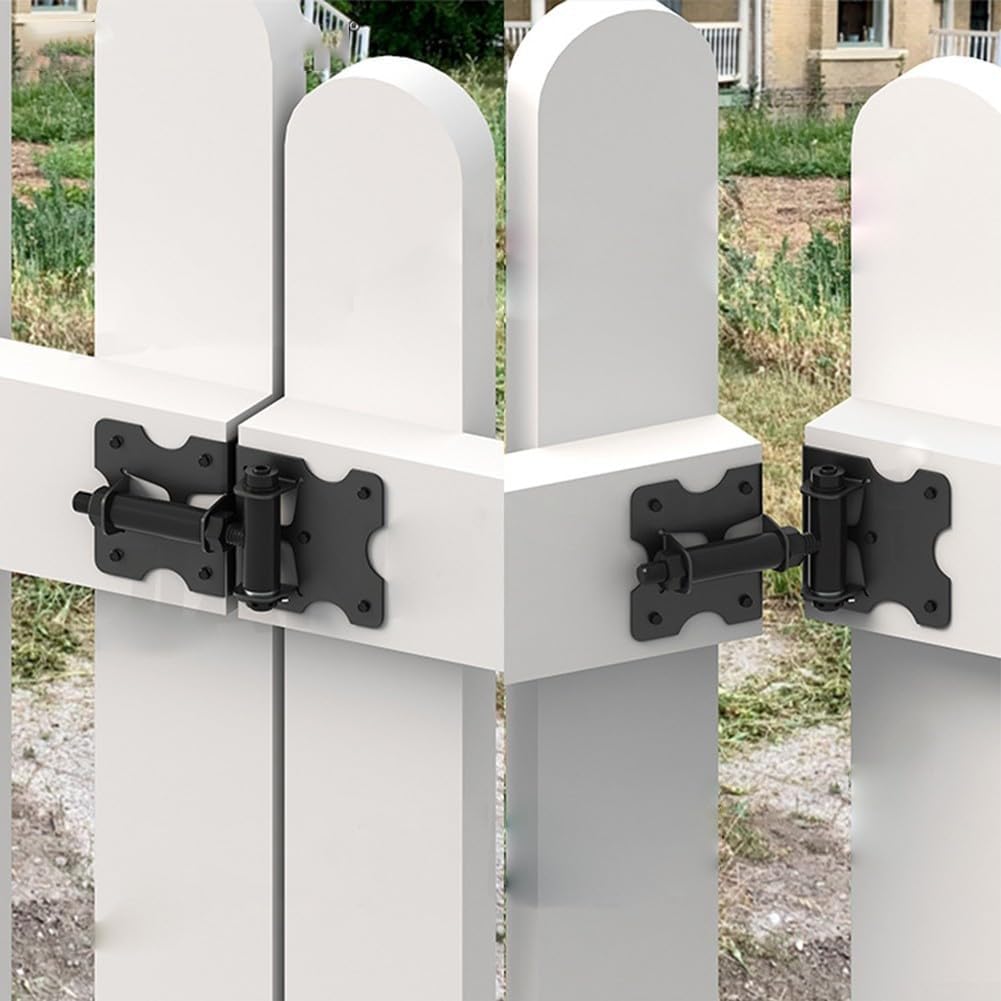 Robuste selbstschließende Torscharniere mit verstellbarer Federspannung für den Innen- und Außenbereich, 8,9 cm L x 9 cm B, Zaunbeschläge, einfache Installation, 2 Stück