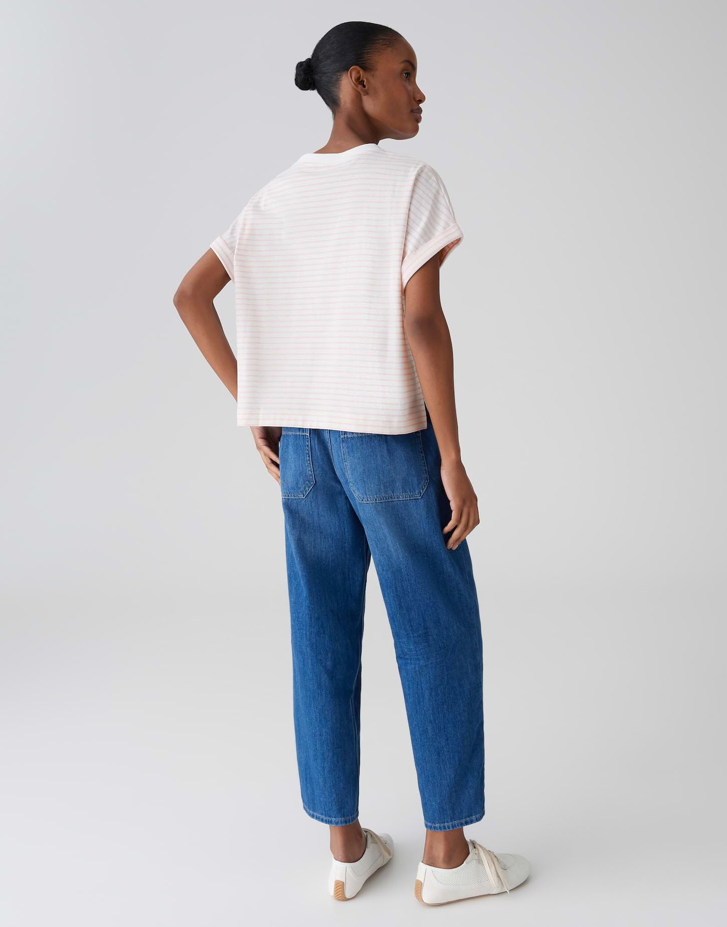 OPUS Damen Kurzarmshirt | Gestreiftes T-Shirt aus BCI Cotton Mix Loose Fit