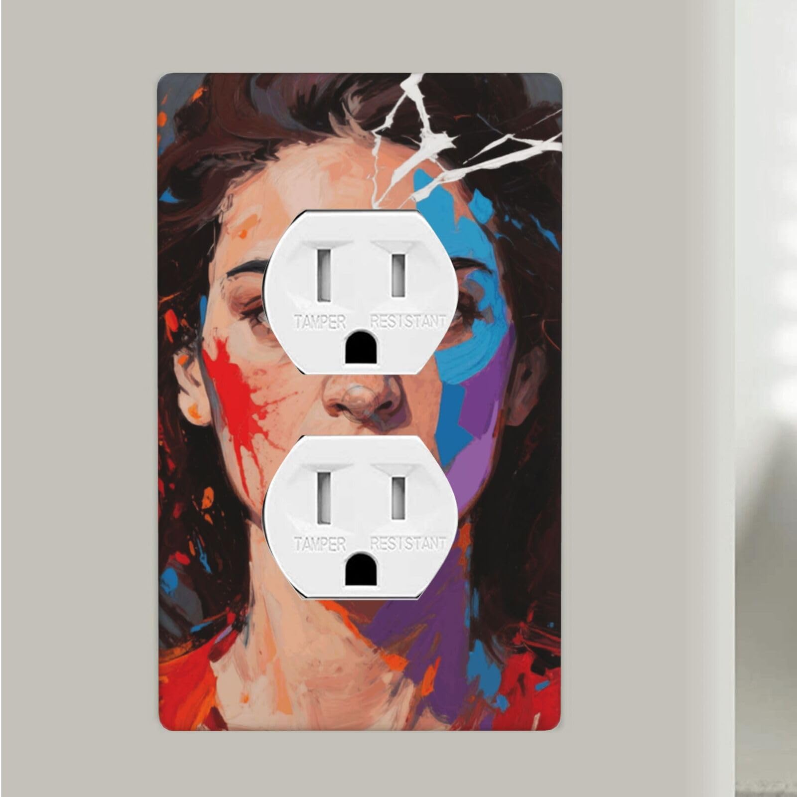 Abstract Women Duplex Outlet Covers Wall Plates 1-Gang Switch Outlet Electrical Cover Plate Unbreakable Polycarbonate Switchplate Cover Faceplate For Bathroom Kitchen Home Decor