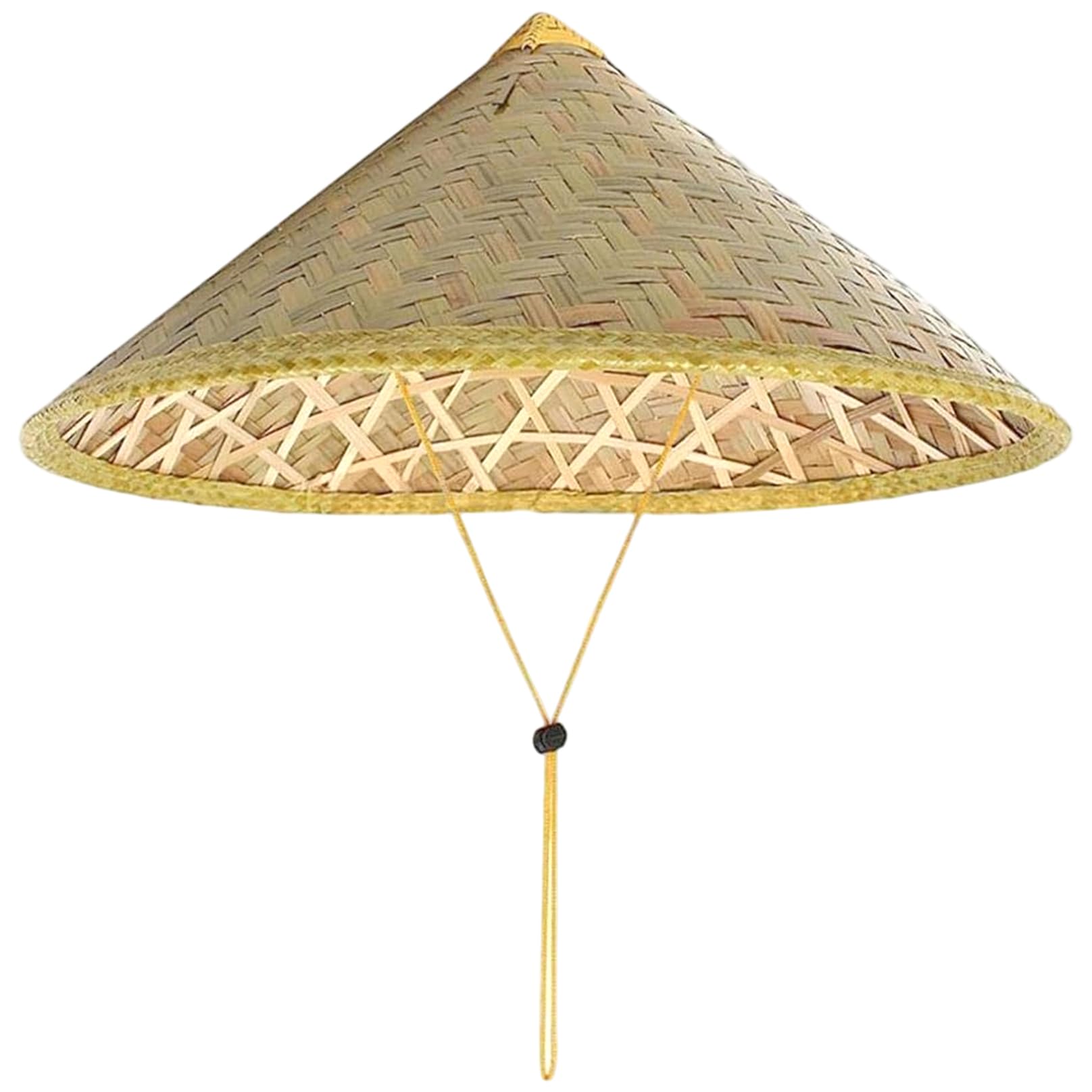 Licsaliwe Unisex Light Yellow 14 Inch Rice Hat, Conical Bamboo Straw Hat With Adjustable Rope, For Farming Fishing Tourism