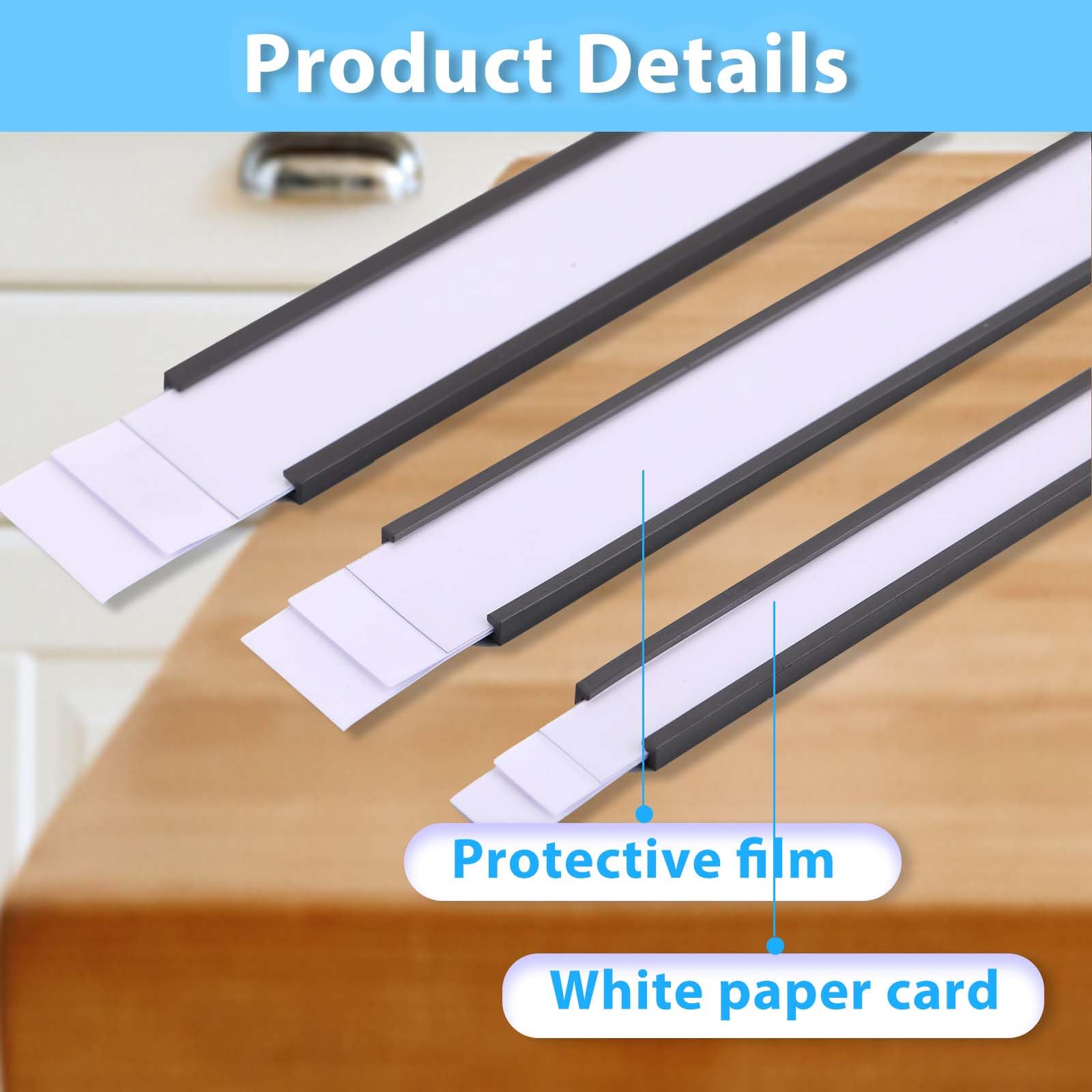 Lot de 100 porte-étiquettes magnétiques avec aimants, porte-cartes de données magnétiques avec protections en plastique transparent pour étagère en métal, tableau blanc (1,3 x 10,2 cm)